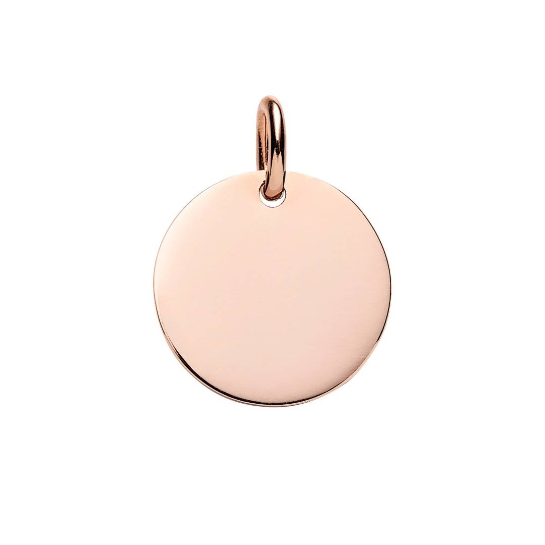large rose gold disc pendant engraved with any words or symbol