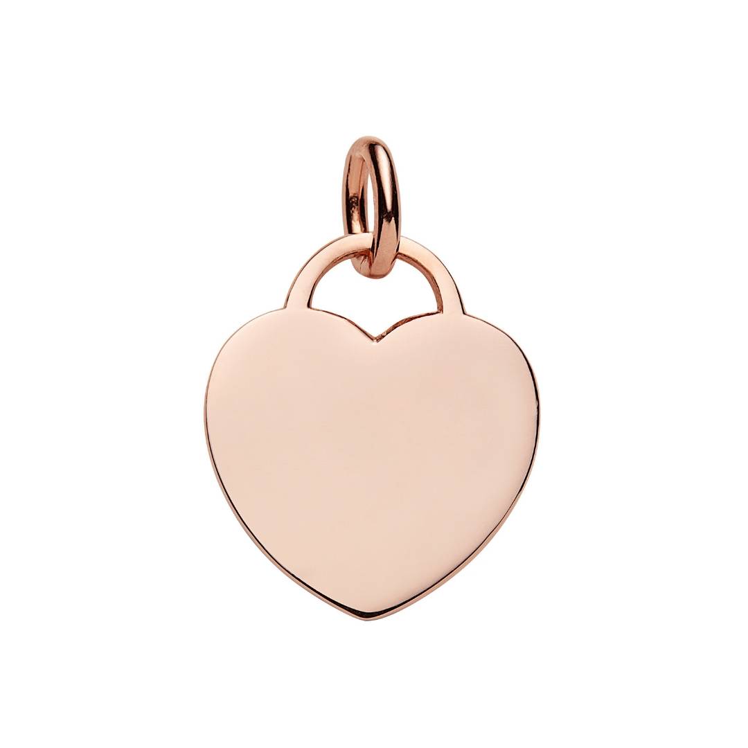 large rose gold heart tag pendant
