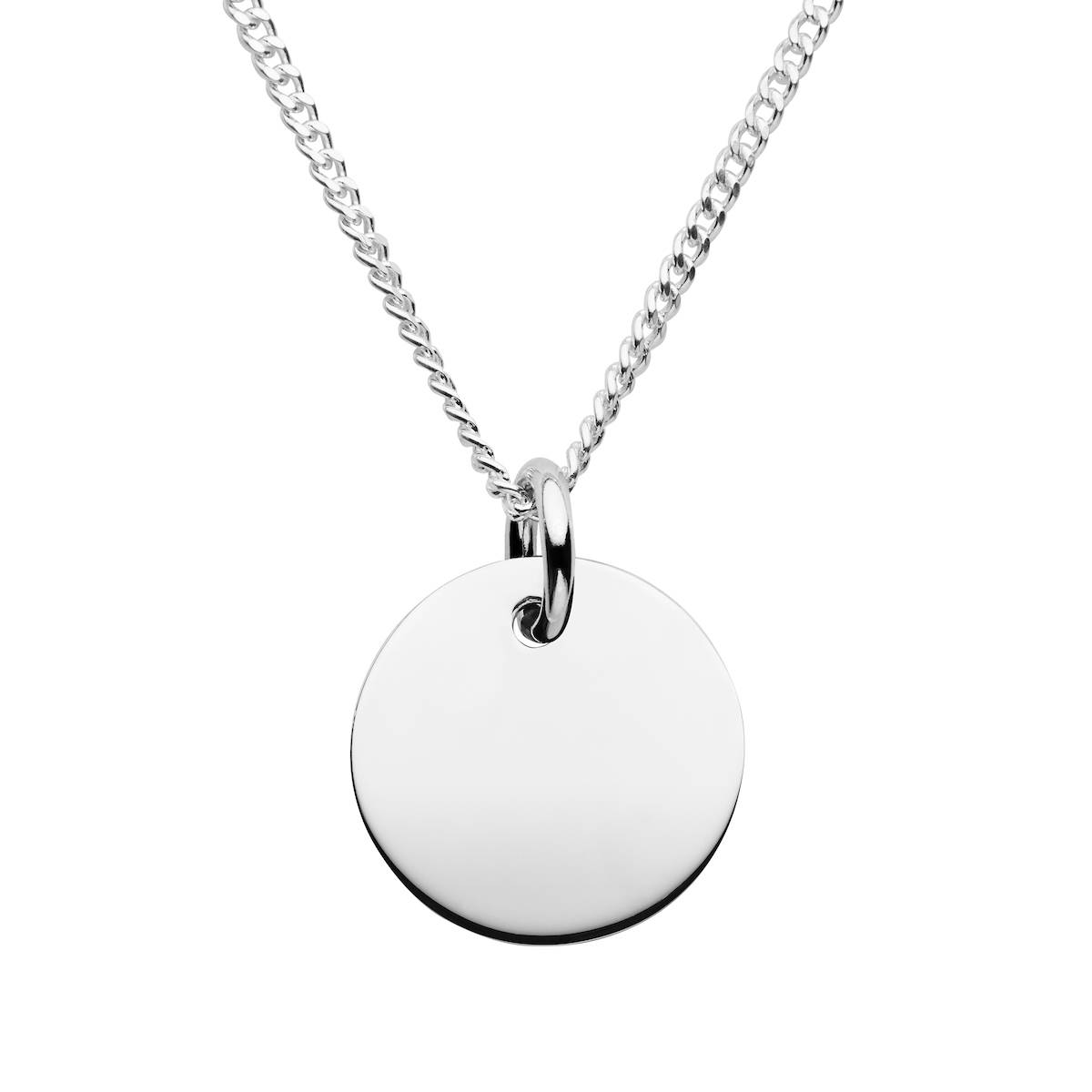 mens personalised silver disc necklace