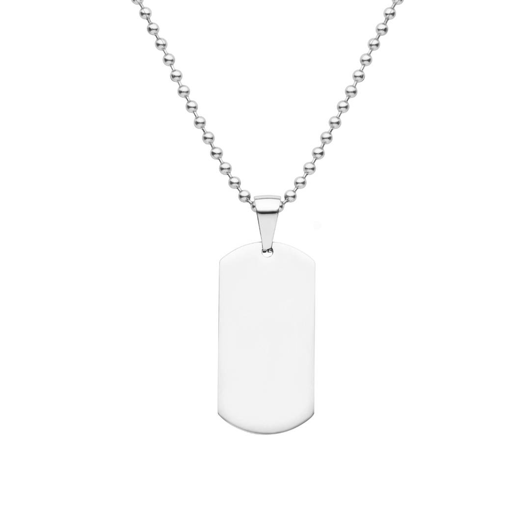 mens solid sterling silver dog tag necklace can be engraved both sides