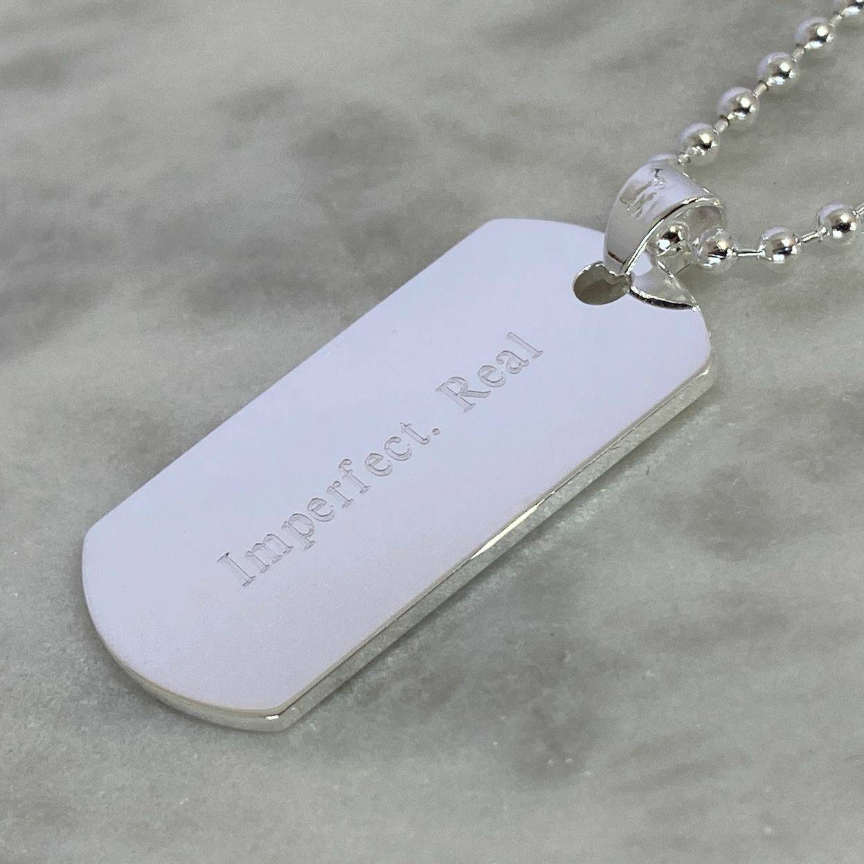 mens sterling silver engraved dog tag necklace