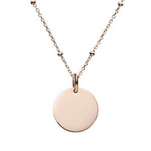 personalised rose gold satellite disc necklace engrave with any words or image