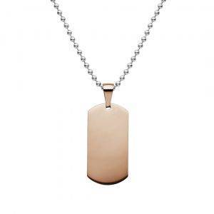 steel dog tag plated with rose gold