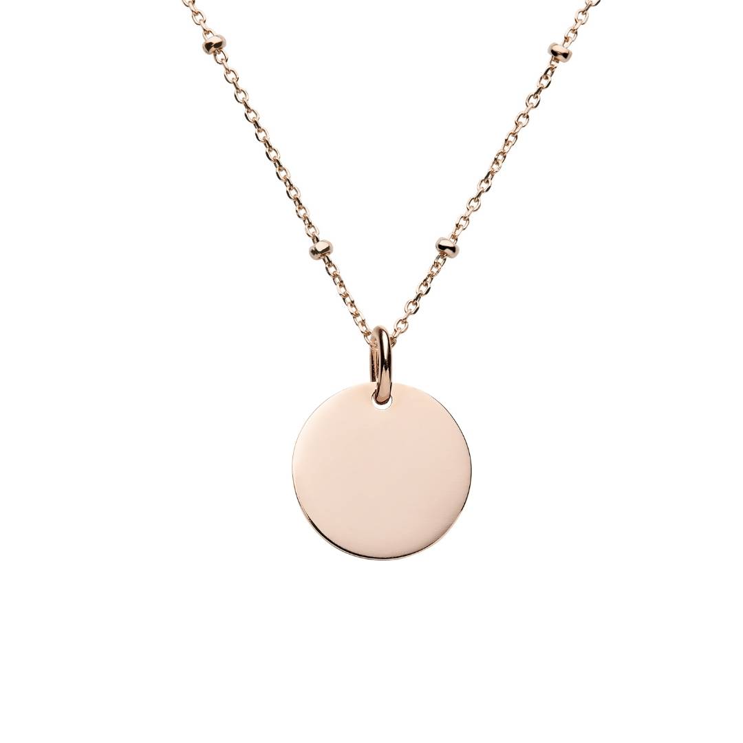 rose gold mini disc necklace satellite chain