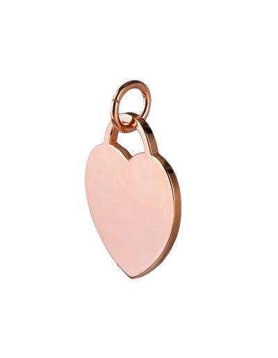 rose gold plated large heart tag side view