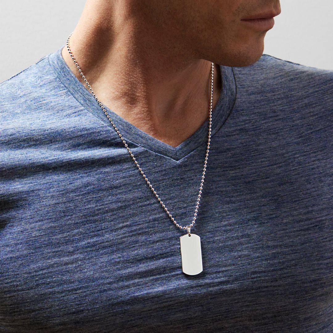 sterling silver dog tag men's necklace personalise