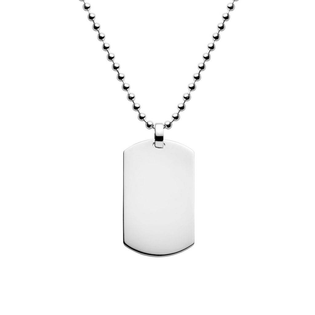 Men's Wide Sterling Silver Dog Tag Necklace