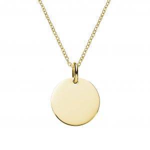 engraved yellow gold disc necklace
