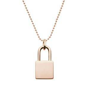 rose gold lock necklace with ball chain