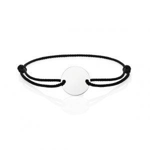 black cord bracelets with engraved disc pendant