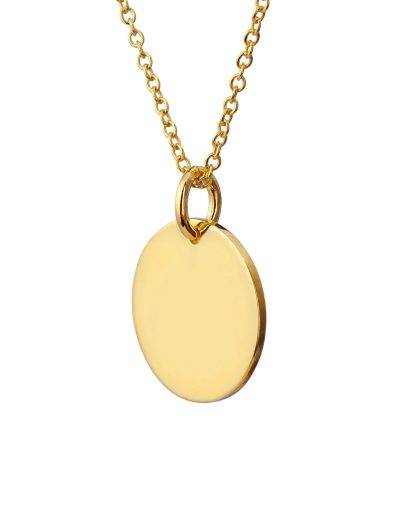 yellow gold disc necklace side profile