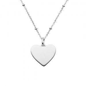 silver heart necklace with satellite chain
