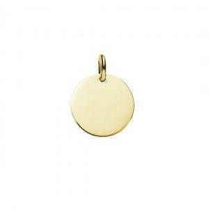 engraved yellow gold plated disc pendant
