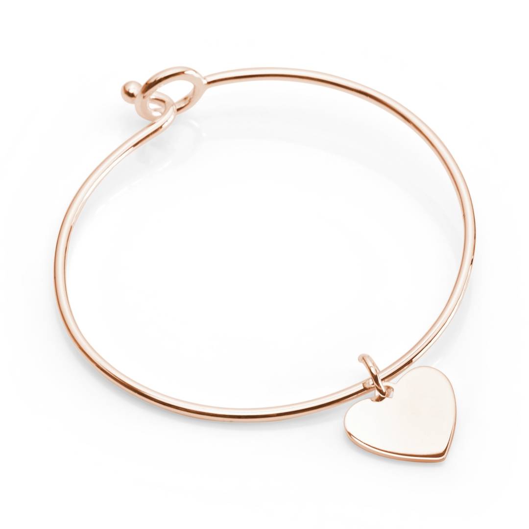 rose gold bangle with heart pendant