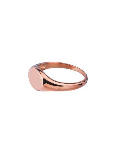 side view of engravable rose gold signet ring