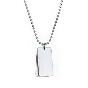 mens sterling silver double dog tag necklace