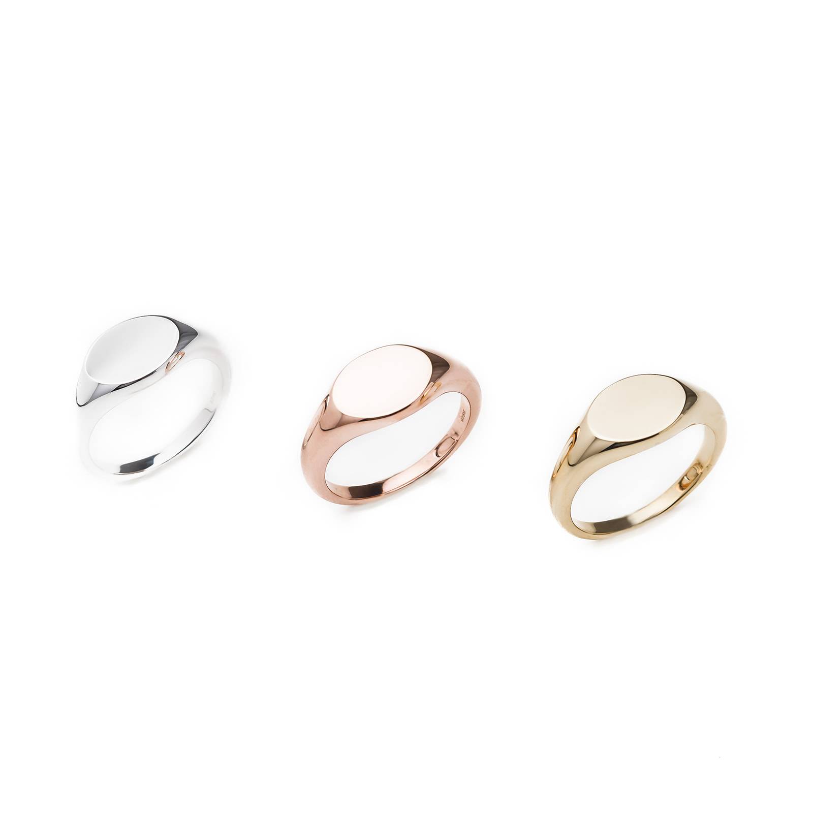 sterling silver, rose gold or yellow gold plated signet rings