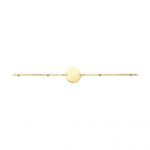 yellow gold disc bracelet with satellite chain