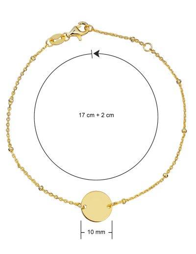 yellow gold suspended disc bracelet dimensions