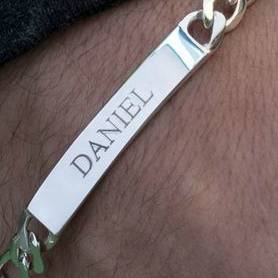 name engraved on mens sterling silver id bracelet