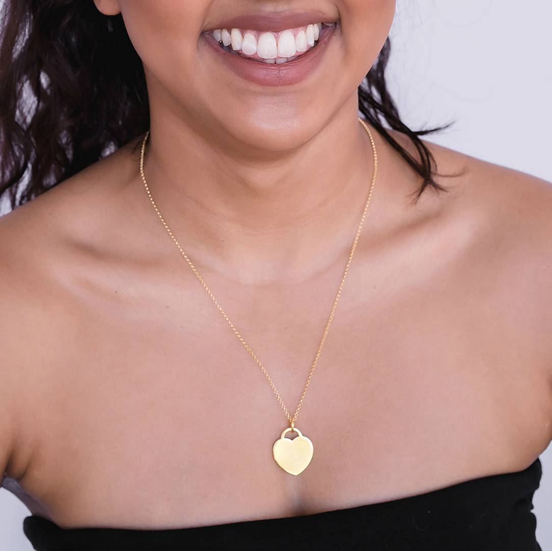 Gold Heart Tag Necklace