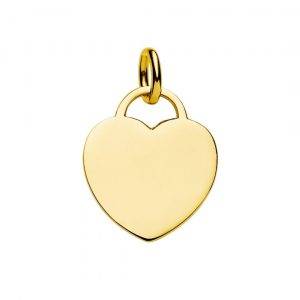 large yellow gold heart tag pendant engraved