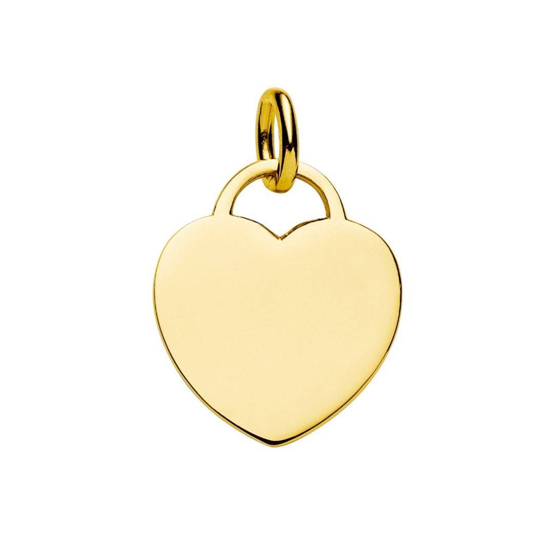 large yellow gold heart tag pendant engraved