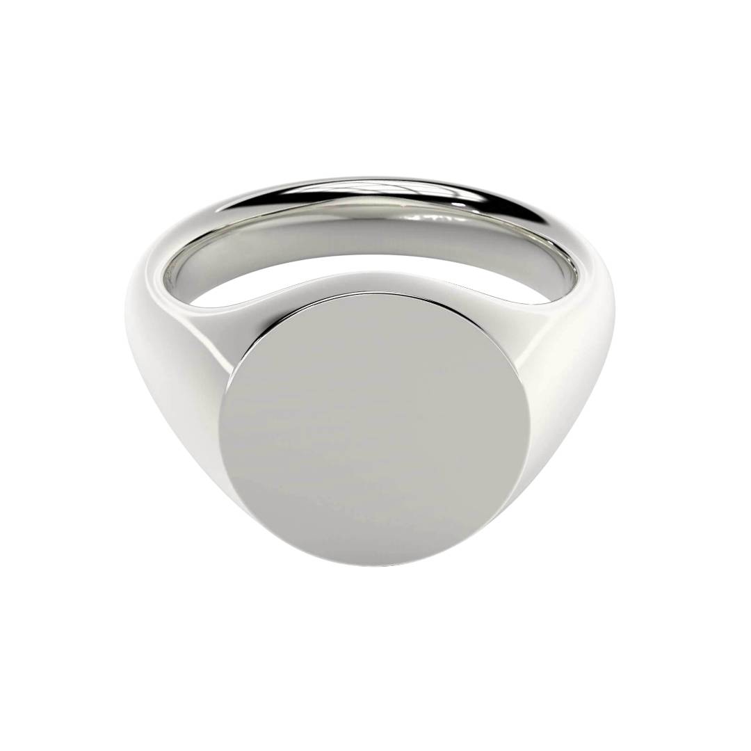 Sterling Silver Round Engravable Men's Signet Ring 