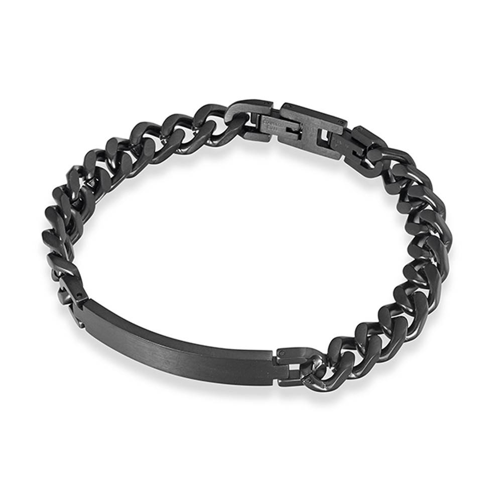 engraved black steel ID bracelet