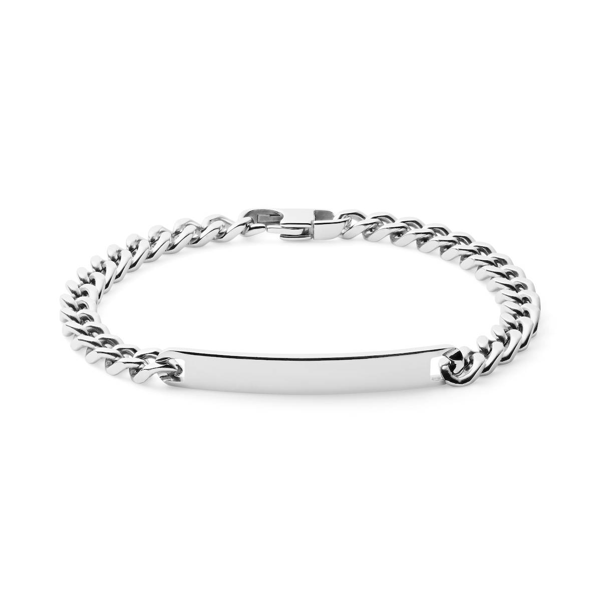 6mm stainless steel id bracelet can be engraved both side of the name plate