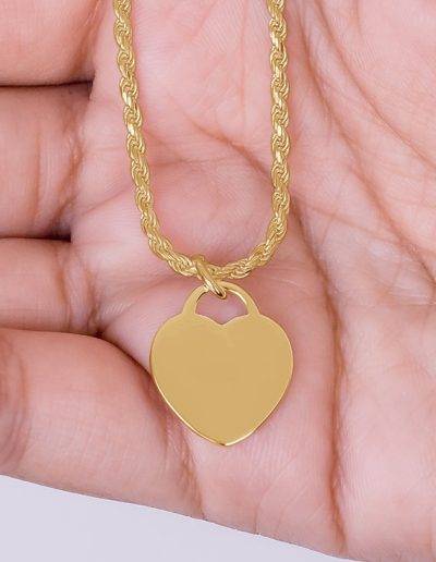 french rope bracelet with gold heart tag add engraving