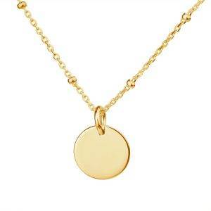 yellow gold mini disc necklace satellite chain