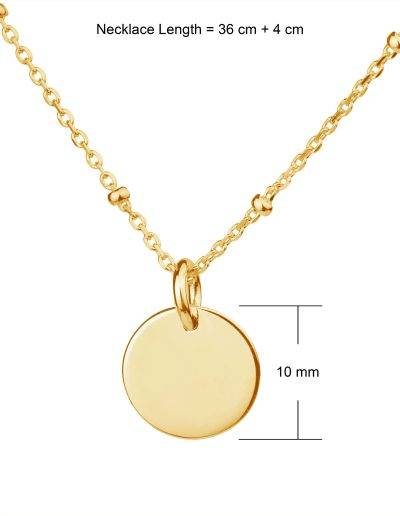 yellow gold mini disc necklace satellite chain dimensions