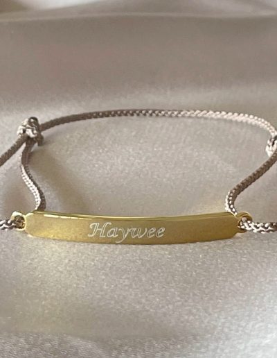 cord id bracelet engraved with name
