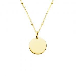 enrgaved jewellery - yellow gold mini disc necklace