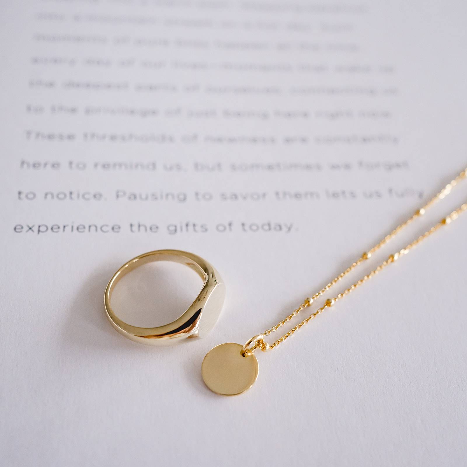 engraved jewellery ring and necklace