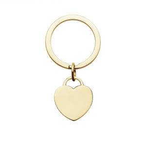 engraved yellow gold heart keyring