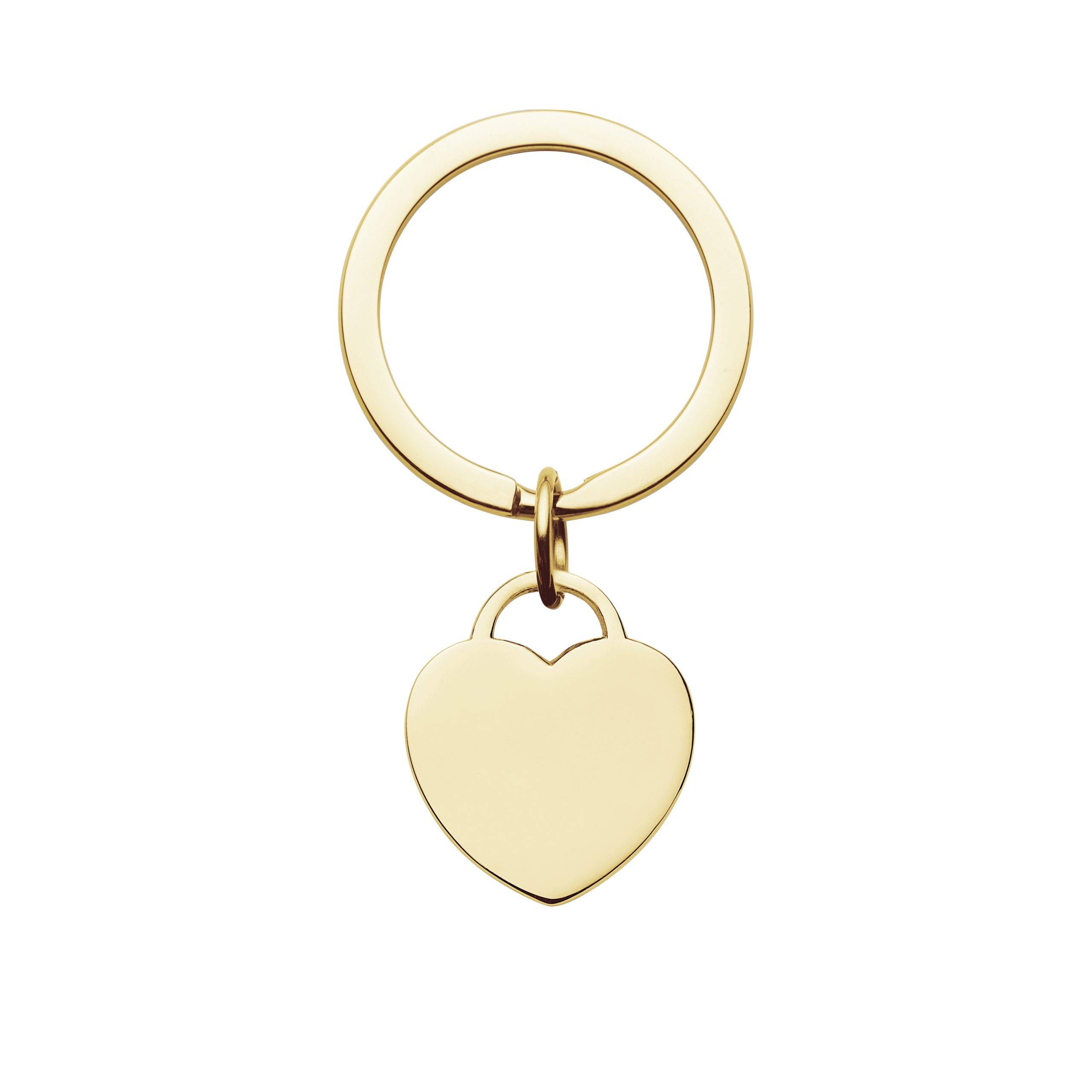 engraved yellow gold heart keyring