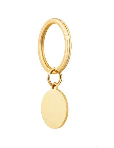 gold steel disc keyring sideview