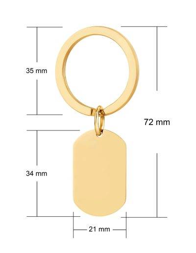 personalised gold steel dogtag keyring dimensions