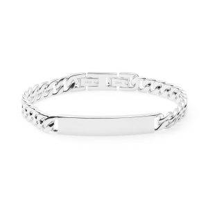 mens engraved sterling silver id bracelet with extension clasp