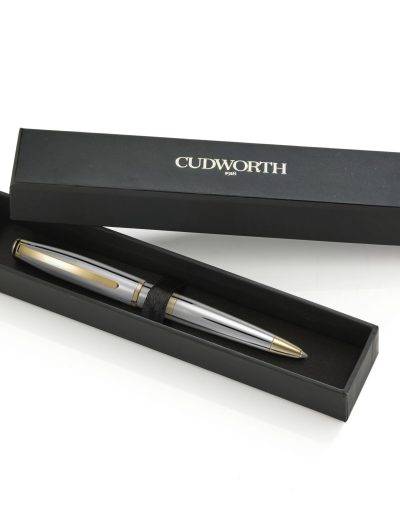 Cudworth Mirror Polished Chrome and Gold Plated Pen in gift box