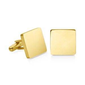 custom engraved gold steel square cufflinks