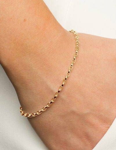 gold belcher bracelet round link chain
