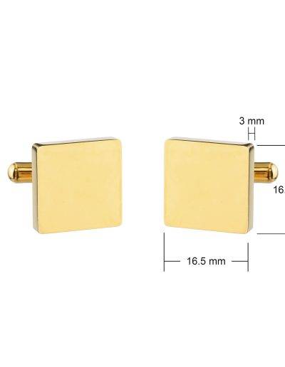 gold steel square cufflinks dimensions