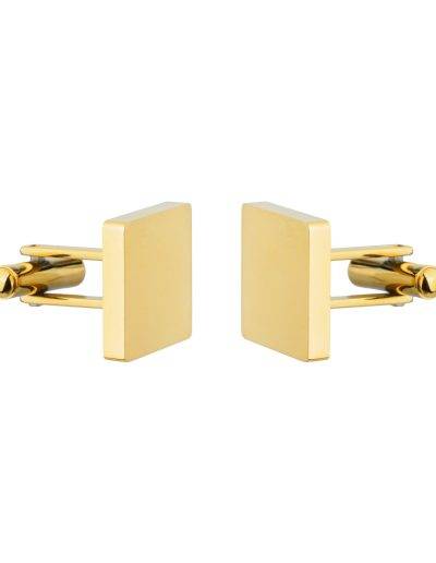 gold steel square cufflinks side view