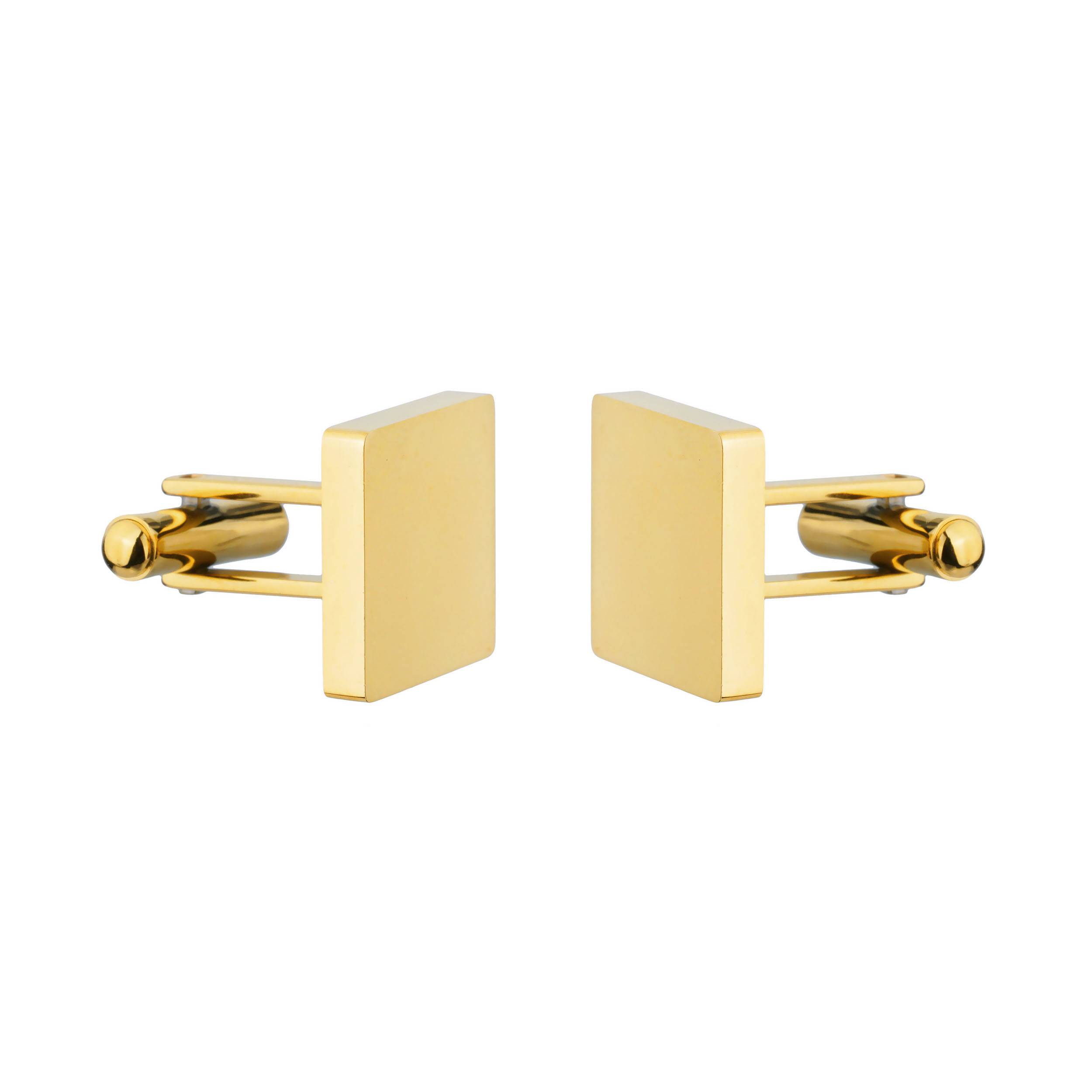 Gold Steel Square Cufflinks | The Silver Store