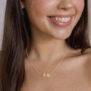 Yellow Gold double disc necklace