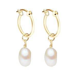 gold vermeil mini hoop earrings with pearls