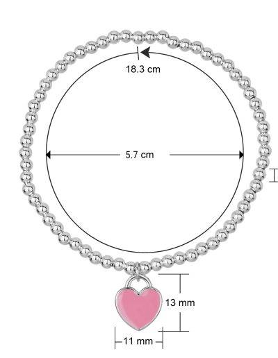 women sterling silver stretch bead bracelet with mini heart pendant